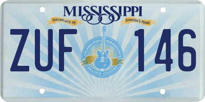 MS license plate ZUF146