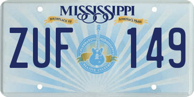 MS license plate ZUF149