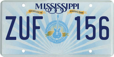MS license plate ZUF156