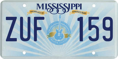 MS license plate ZUF159