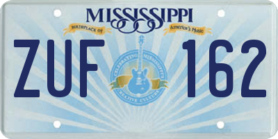 MS license plate ZUF162