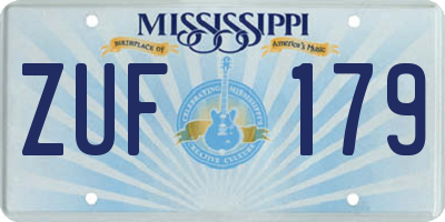 MS license plate ZUF179