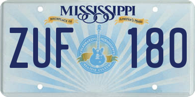 MS license plate ZUF180