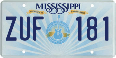 MS license plate ZUF181