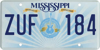 MS license plate ZUF184