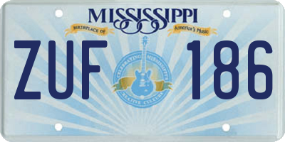 MS license plate ZUF186