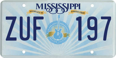 MS license plate ZUF197