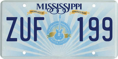 MS license plate ZUF199