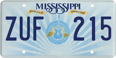 MS license plate ZUF215