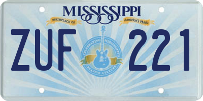MS license plate ZUF221