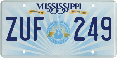 MS license plate ZUF249