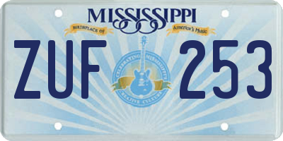 MS license plate ZUF253