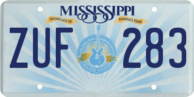 MS license plate ZUF283