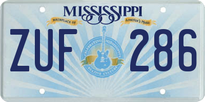 MS license plate ZUF286