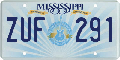 MS license plate ZUF291