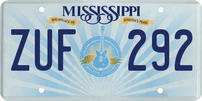 MS license plate ZUF292