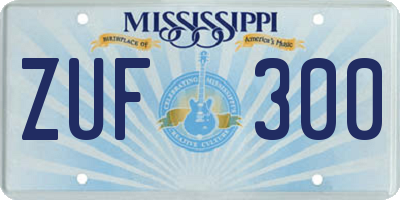 MS license plate ZUF300