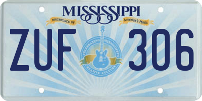 MS license plate ZUF306