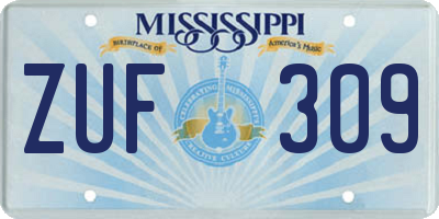 MS license plate ZUF309