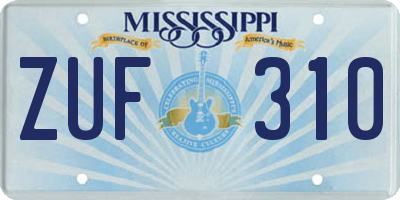 MS license plate ZUF310
