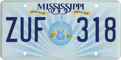 MS license plate ZUF318