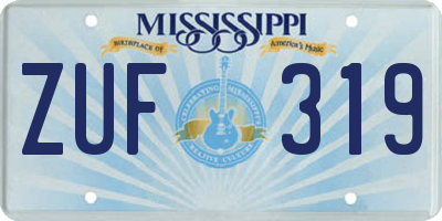 MS license plate ZUF319