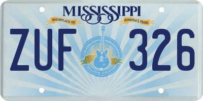 MS license plate ZUF326