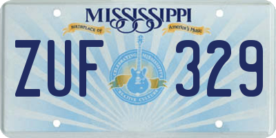 MS license plate ZUF329