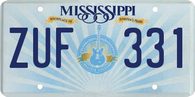 MS license plate ZUF331