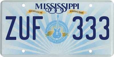 MS license plate ZUF333