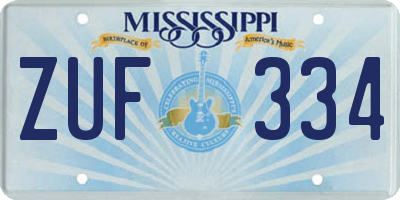 MS license plate ZUF334