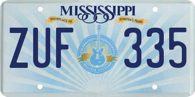 MS license plate ZUF335