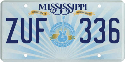 MS license plate ZUF336