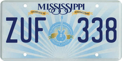MS license plate ZUF338