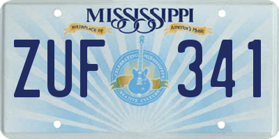 MS license plate ZUF341