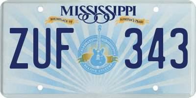 MS license plate ZUF343