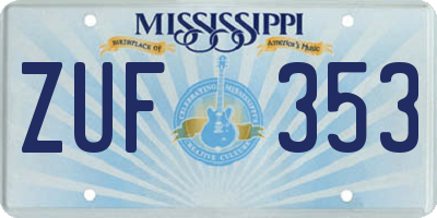 MS license plate ZUF353