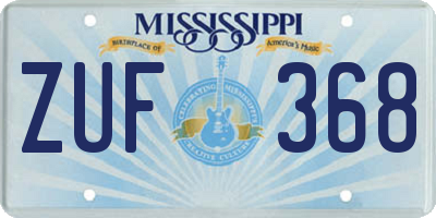MS license plate ZUF368