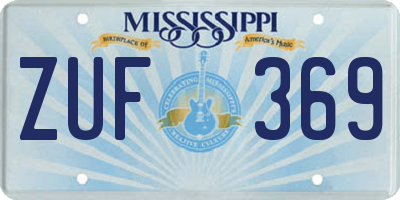 MS license plate ZUF369