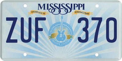 MS license plate ZUF370