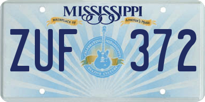 MS license plate ZUF372