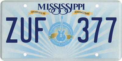 MS license plate ZUF377
