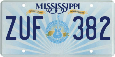 MS license plate ZUF382