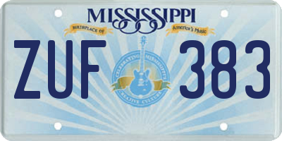 MS license plate ZUF383