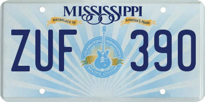 MS license plate ZUF390