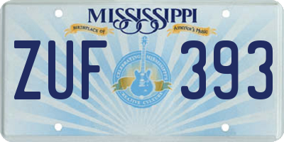 MS license plate ZUF393