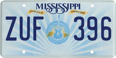 MS license plate ZUF396