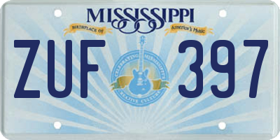 MS license plate ZUF397