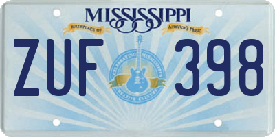 MS license plate ZUF398
