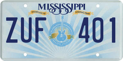MS license plate ZUF401